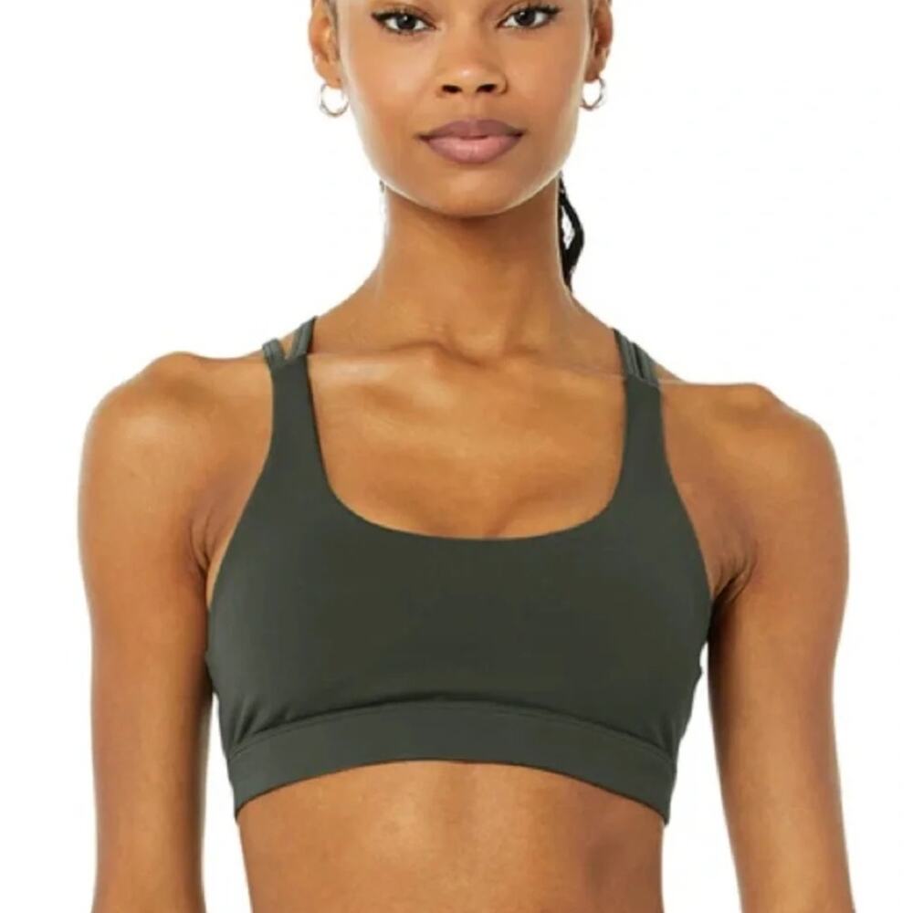NWT Alo Airbrush Suspension Sports Bra Dark Cactus Yoga Workout Sports Gym Sz XS